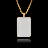 Colgante conmemorativo de oro con piedra cerámica rectangular